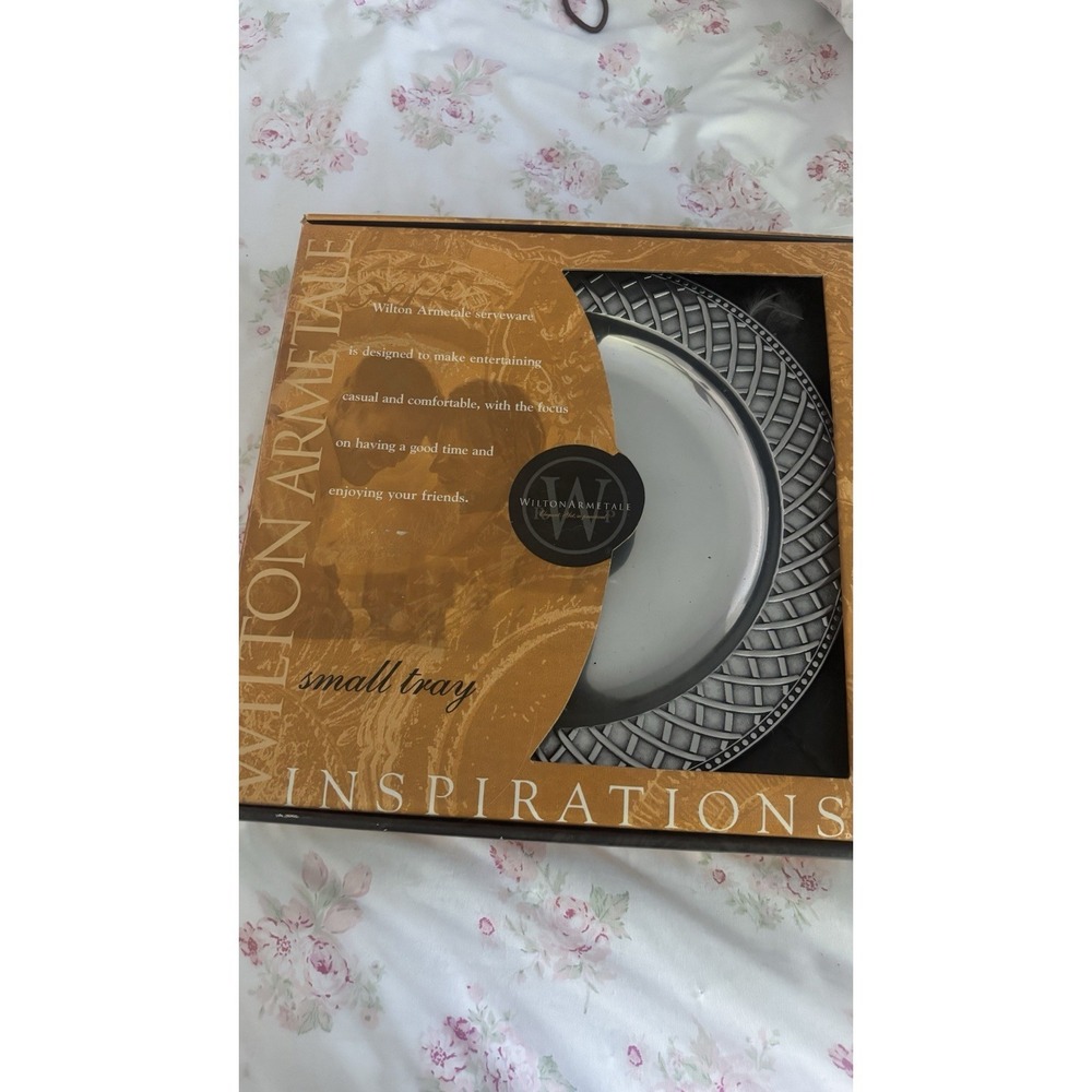 Wilton Armetale Pearl Weave Charger Plate  13" Silver Armetale Metal NWT Box